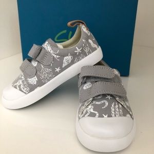 Clarks Halcy High Red Canvas Double Velcro Shoes in various sizes
